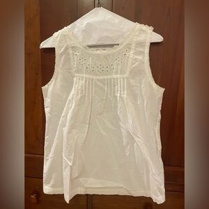 Current/Elliott Cream Lace-Trim Sleeveless blouse